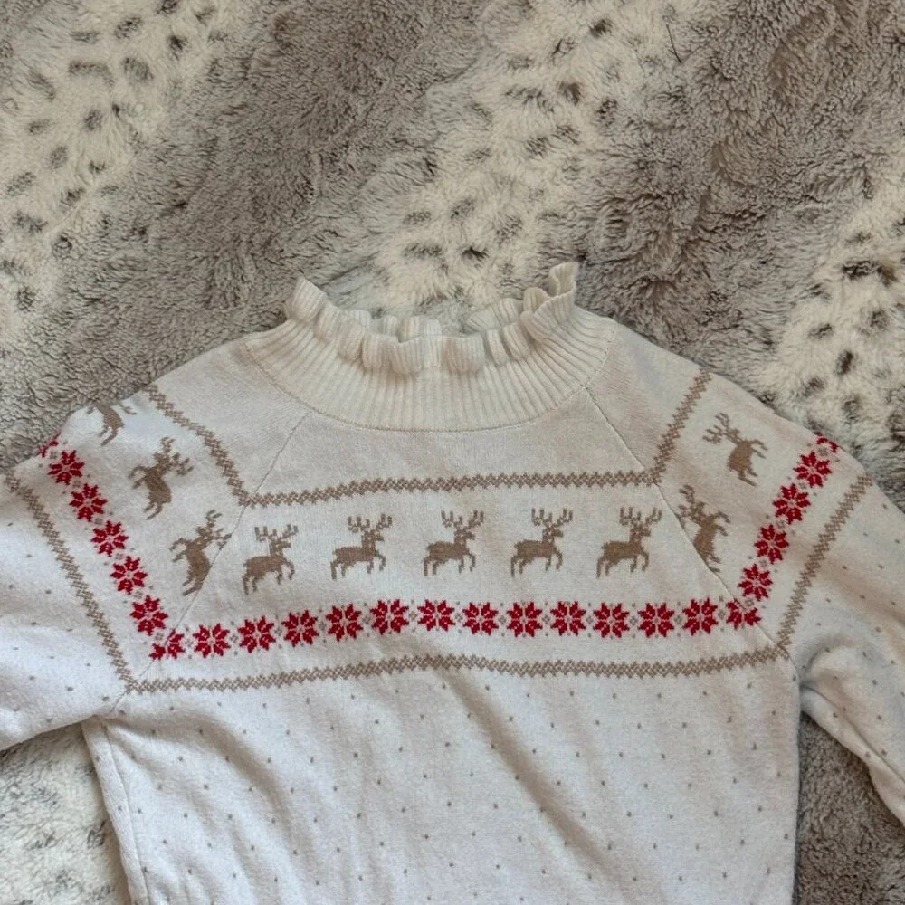 Janie and Jack long sleeve dress girls size 10 Christmas reindeer holiday party